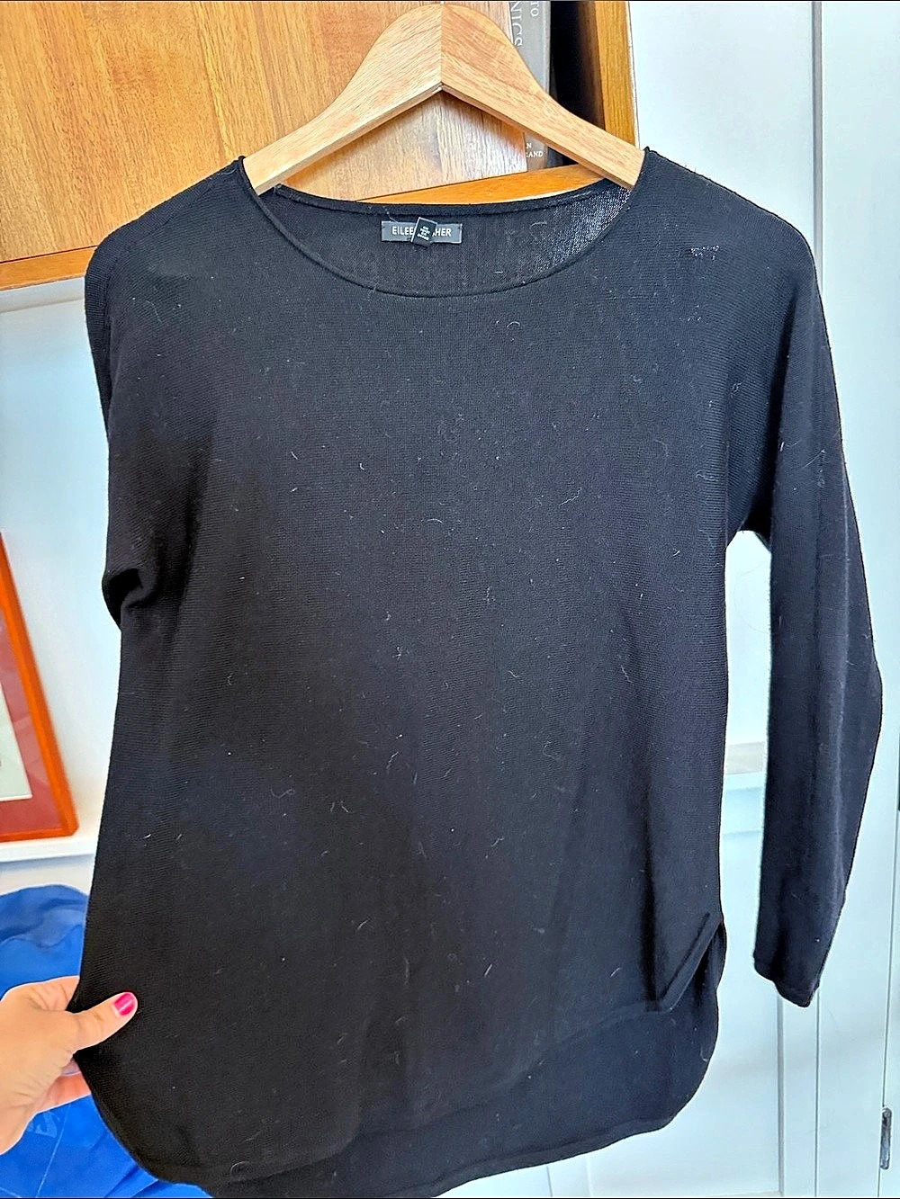 Eileen Fisher Merino Wool Crewneck Sweater Black XS